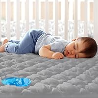 Waterproof Mini Crib Mattress Protector 38'' x 24'' Mini Crib Sheets Fitted Skin Friendly & Breathable Portable/Mini-Crib Sheet for Baby Boys and Girl, Machine Wash (Quilted Improved Thickness)