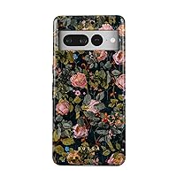BURGA Phone Case Compatible with Google Pixel 7 PRO - Hybrid 2-Layer Hard Shell + Silicone Protective Case -Cherries Blossom Floral Print Vintage Flowers Peony - Scratch-Resistant Shockproof Cover