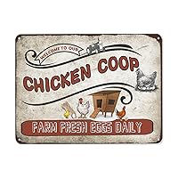 Vintage Chicken Coop Sign, Wall Door Plaque, Farm Fresh Eggs Daily Funny Decor Large Chicken House Decor Outdoor Indoor, Chick Inn Farmhouse Farm Sign Kitchen 8x12 inch