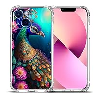 Case for iPhone 14,Colorful Peacock Mandala Flowers Drop Protection Shockproof Case TPU Full Body Protective Scratch-Resistant Cover for iPhone 14