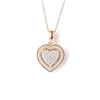 Sterling Silver 1/6 CT. T.W. Composite Diamond Heart-Shaped Frame Pendant Necklace for Women(I-J, I2)