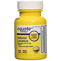 Equate Natural Vegetable Laxative, Sennosides 8.6 mg Tablets, 100-Count Bottle