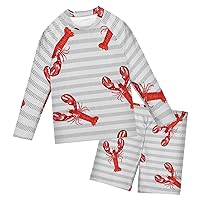 Tropical Marine Lobster Boys Rash Guard Sets Two Piece Rash Guard Swimsuits Toddler Swimming Suit,3T