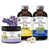 Baby Cough Care Bundle, Organic Day & Night Cough Syrups 2-pk Plus Baby Chest Rub Ointment for Babies & Infants 3 Months +, Melatonin Free, 3pcs