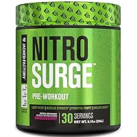Jacked Factory NITROSURGE Pre Workout Supplement -Gives Energy, Instant Strength Gains, Clear Focus, Intense Pumps - Nitric Oxide Booster & Powerful Preworkout Energy Powder - 30 Servings, Swoleberry