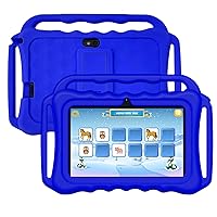 portable Kids Tablet,study pad, 7inch,4GB (2G+2Gexpansion) RAM+32GB ROM Storage, Android12,HD IPS Display, huge Battery, Preinstalled educate Apps with teacher approval,USBpower (Kleinblue)