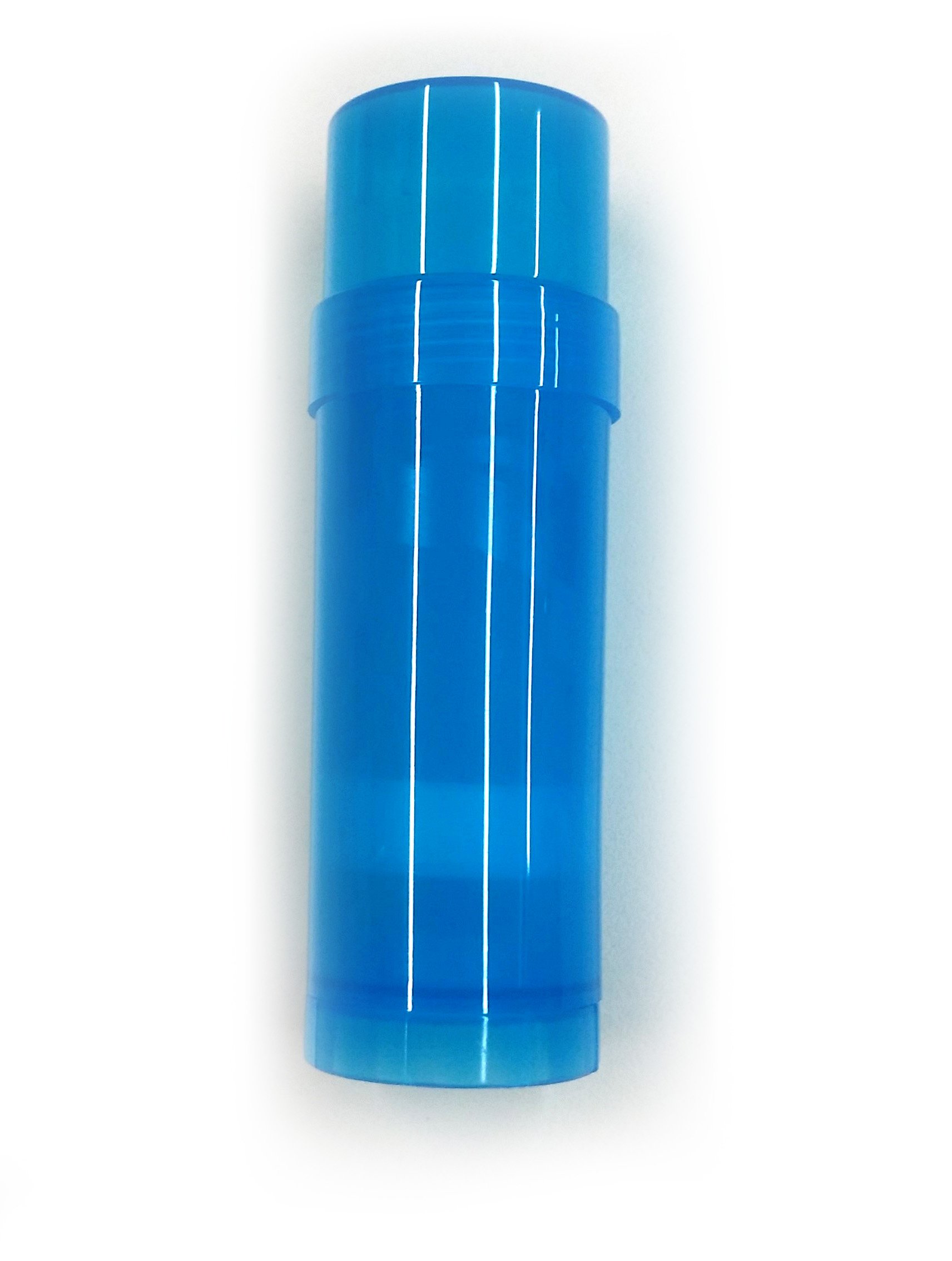 (24) Empty Clear Plastic Deodorant Containers - 2.2 Oz Cylinders (Blue)