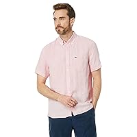 Lacoste Mens Short Sleeve Regular Fit Linen Casual Button Down Shirt With Front Pocket