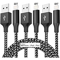 [Apple MFi Certified] iPhone Charger 3Pack 10FT Nylon Braided Lightning Cable Fast Charging iPhone Charger Cord Compatible with iPhone 13 12 11 Pro Max XR XS X 8 7 6 Plus SE and More