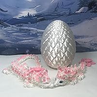 Mother and Child Dragon with Dragon Egg, 3D Printed Articulated Mother and Child Cherry Blossom Dragon, Pink and White Dragon, Fidget ADHD Sensory Toy Gift for Mom MCD-WHT