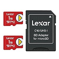 Lexar 1TB (2-Pack) Play microSDXC Card w/SD Adapter, UHS-I, U3, V30, A2, 4K Video, Up to 160/100 MB/s, Expanded Storage for Nintendo-Switch, Gaming Devices, Smartphones, Tablets (LMSPLAY001T-B2ANU)