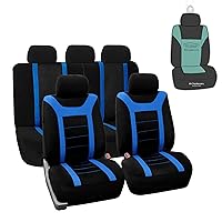FH Group Car Seat Covers Combo Sports Full Set Blue Accessories Van Seat Covers, Airbag and Split Rear Car Seat Cover Universal Fit Interior Car Seat Protector Trucks SUV Car Automotive Seat Covers