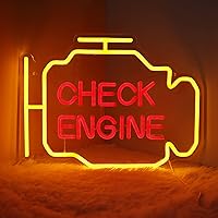 Check Engine Neon Signs for Wall Decor, Personalized LED Neon Garage Signs Car Check Neon Lights Sign, Garage Accessories Light Up Signs for Man Cave Auto Room Repair Shop Workshop Gaming Room Party
