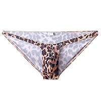Mens Bikini Briefs Bulge Pouch Underwear Tight-fitting Sexy Panties Low Rise Printed Underpants