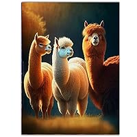 Animals Canvas Wall Art - Modern Posters Prints - Handsome Alpaca Pictures Wall Decor Funny Artwork Decoration for Home Office 8x12 Inch Frameless