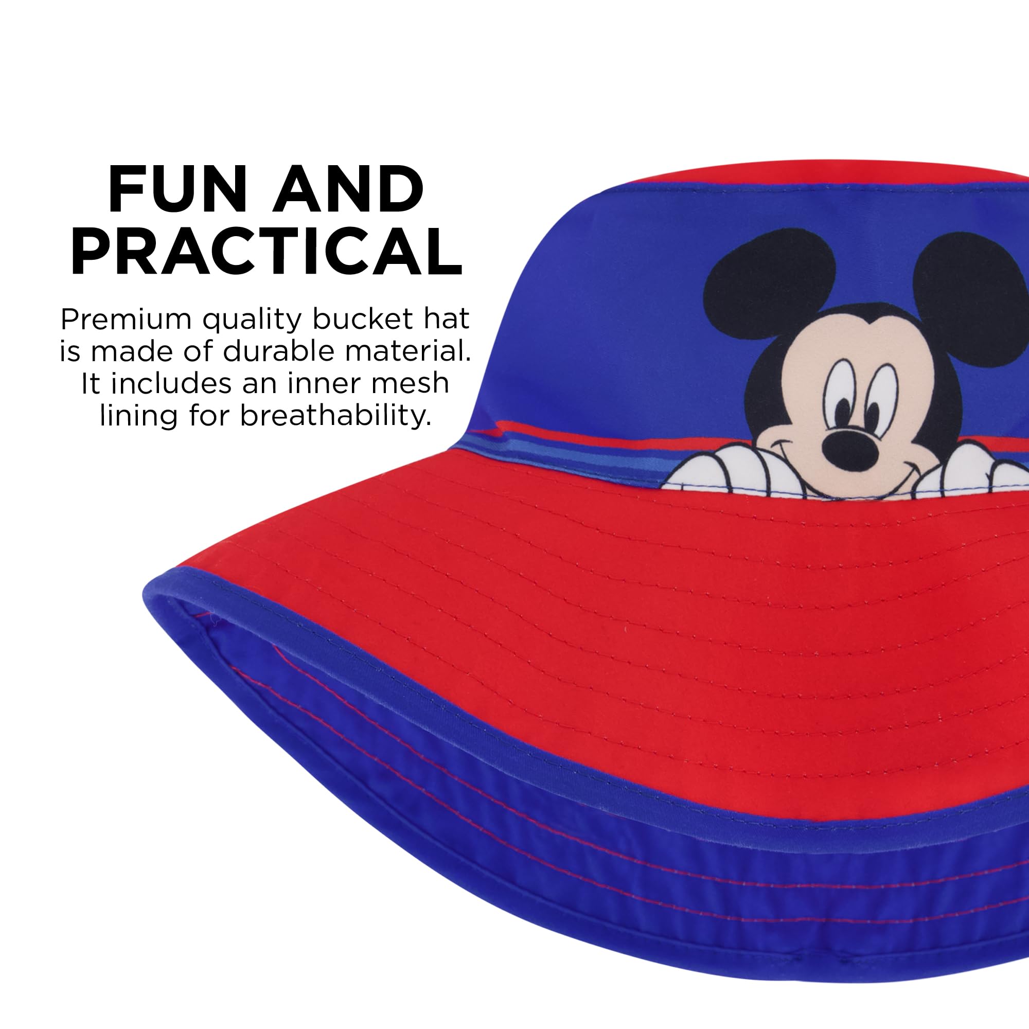 Disney Boys' Bucket, Mickey Mouse Toddler 3-4 and Kids Sun Hat for Ages 5-8