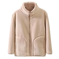 Children Boys Girls Winter Windproof Coats Kids Warm Fleece Outerwear Long Sleeve Zipper Jackets Loose Fit Clothes