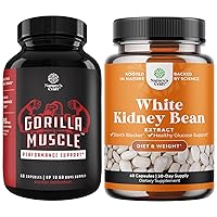 Bundle of Extra Strength Test Booster for Men and Natural White Kidney Bean Extract- with Horny Goat Weed and Saw Palmetto Extract - Energy Booster AMPK Activator and Antioxidant Capsules