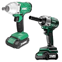 KIMO 20V Cordless Impact Wrench 1/2 inch, 2000 In-Lbs & High Torque 3400 IPM+KIMO Impact Wrench 1/2 Inch, Cordless Impact Wrench Kit w/Premium Brake Stop, 7 Sockets