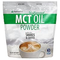 Opportuniteas MCT Oil Powder, Keto Creamer for Coffee,Tea, Smoothies, Low Carb Keto Friendly, Boost Energy&Mental Focus, Supplement for Ketogenic Diet, Gluten Free & Non-GMO, unflavored 2.5lbs