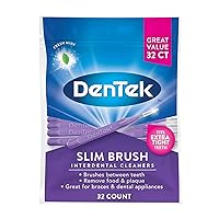 DenTek Slim Brush Advanced Clean Tight Teeth 32 Count (Pack of 2)