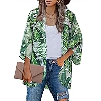 Women's Flowy Summer Chiffon Kimono Cardigans Tops Boho Floral Beach Cover Ups Casual Loose Shirts