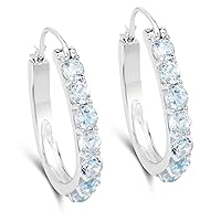 4.48 Carat Genuine Blue Topaz .925 Sterling Silver Earrings