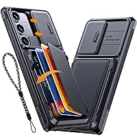 for Samsung Galaxy S24 Plus Wallet Case with Card Holder [4 Cards] & Sliding Camera Cover & Kickstand, Military-Grad TPU Anti-Drop Shockproof Protective for Galaxy S24 Plus 5G 6.7'' Black