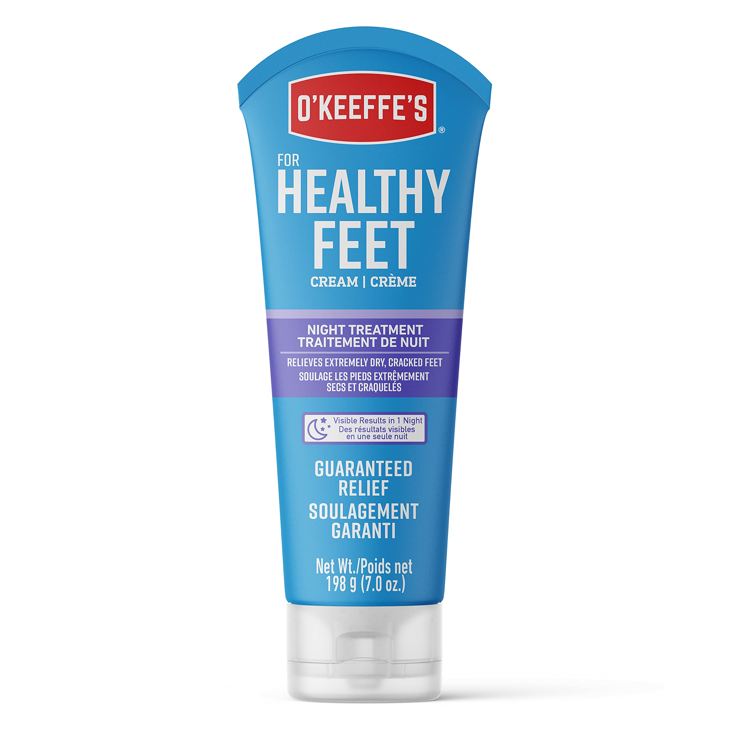 O'Keeffe's for Healthy Feet Night Treatment Foot Cream, Guaranteed Relief for Extremely Dry, Cracked Feet, Visible Results in 1 Night, 7.0 Ounce Tube, (Pack of 1)