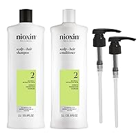 Nioxin System 2 Shampoo & Conditioner Prepack, Natural Treated Hair with Progressed Thinning, Pumps Included, 33.8 fl oz (Packaging May Vary)
