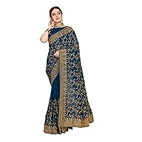 Bridal Georgette zari Body sari indian woman's saree blouse 3744