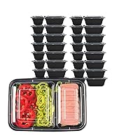 LOKATSE HOME Meal Prep Container Microwave Safe 16 Pack 2 Compartment with Lids, Stackable Bento Box, Food Storage Reusable, BPA Free, Freezer, Dishwasher Safe (32 oz)