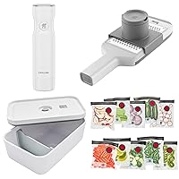 ZWILLING Meal Prep Set - Z-Cut Multifunctional Grater/Mandoline with Fresh & Save 5-pc Lunchbox Food Storage Containers, 10-pc Small Vacuum Sealer Snack Bags, and Vacuum Sealer Machine