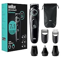 All-in-One Style Kit Series 3 3470, 7-in-1 Trimmer for Men with Beard Trimmer, Ear & Nose Trimmer, Hair Clippers & More, Ultra-Sharp Blade, 40 Length Settings, Washable
