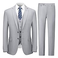 Cooper & Nelson 3 Piece Mens Suit Set, 2 Button Slim Fit Suit for Men, Solid Jacket, Vest, Pants and Tie