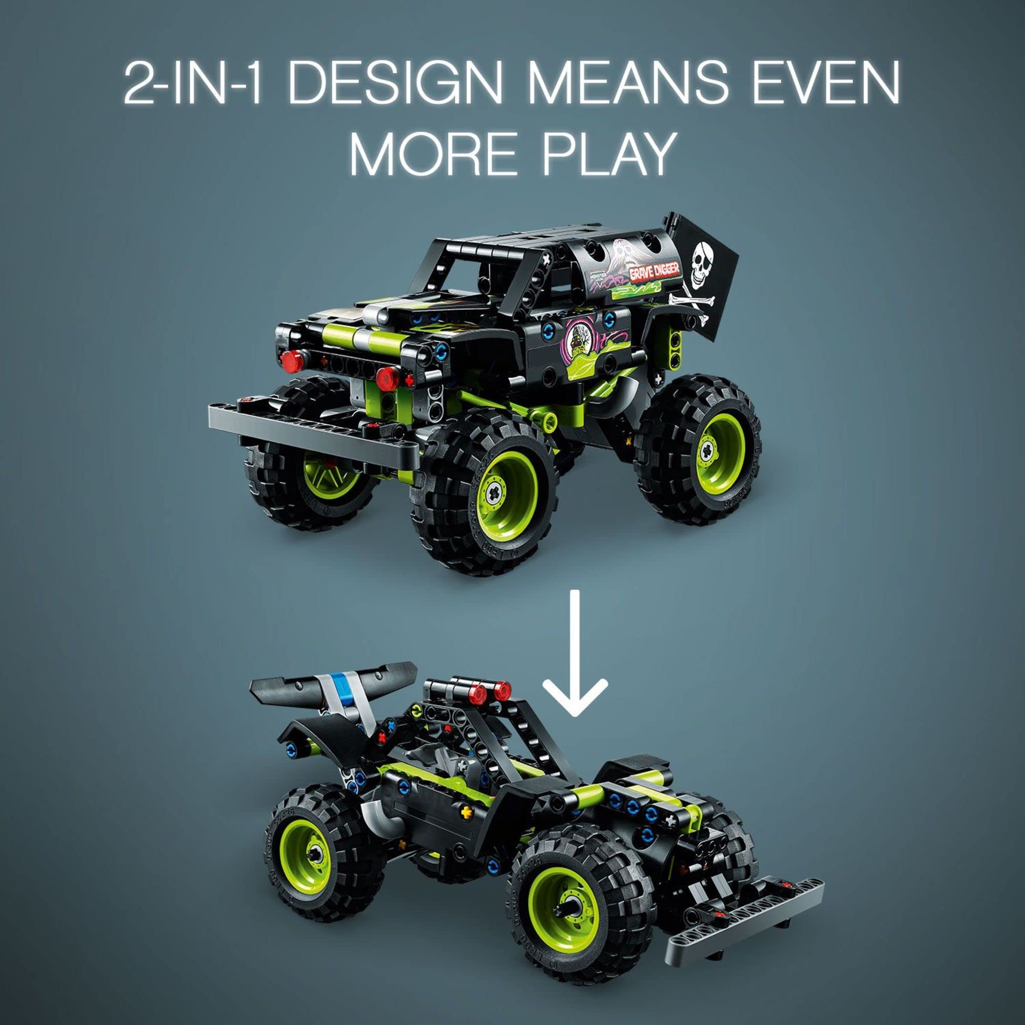 LEGO Technic Monster Jam Grave Digger 42118 Set - Truck Toy to Off-Road Buggy, Pull-Back Motor, Vehicle Building and Learning Playset, Birthday Gift for Monster Truck Fans, Kids, Boys, Girls Ages 7+