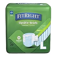 Medline FitRight OptiFit Extra Adult Briefs, Incontinence Diapers with Tabs, Moderate Absorbency, Large, 44 to 56