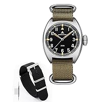 STEELFLIER 36MM Sapphire Crystal VH31 Quartz Pilot Watches, with Nylon Watch Band 20mm Black Strap 316L Buckle