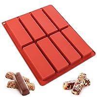 Webake Chocolate Molds Silicone Bar Mold for Granola Cereal Energy Bars, 4.5 Inch Long Rectangular For Baking, Butter, 8 Cavities