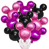 9Pcs Minnie Party Foil Balloons,27” Black,Rose Red, Pink Balloons For Minnie Party,Baby Shower,Girls Party Kids Birthday Theme Party Decoration Supplies