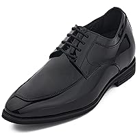 CALTO Men's Invisible Height Increasing Elevator Shoes - Patent Leather Formal Dress Oxfords - 2.8 Inches Taller