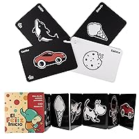Infant’s Vision Development Bundle - High Contrast Baby Cards - High Contrast Baby Book - Tummy Time Toys - Black and White Baby Toys - Ideal for 0-12 Months (Español)
