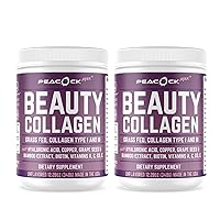 Beauty Collagen Peptides Grape Seed Extract Biotin Pasture Raised Bovine Bamboo Extract Vitamin A C D3 E Copper (24.54 oz (Pack of 2))