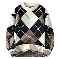 Winter Argyle Sweater Men Korean Streetwear Thick Warm Mens Sweaters Casual Male Christmas Pullovers