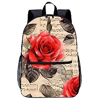 Retro Romantic Flowers 17 Inch Laptop Backpack Large Capacity Daypack Travel Shoulder Bag for Men&Women