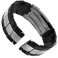 18-22mm Hadley Roma IP Black Plated Stainless Steel Mens Clasp Band X-Long 5728T