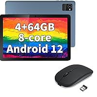 Android Tablet 10 Inch with Bluetooth Mouse, Octa-Core Android 12 Tablet with 7000mAh Battery (Max 14-Hour), 4GB+64GB ROM Gaming Tablets, 10.1 in HD Large Screen Tablet 5+8MP Camera/WiFi/GPS/BT