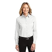 Port Authority Ladies Long Sleeve Easy Care Shirt 4XL White/ Light Stone