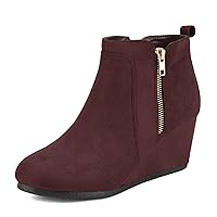 DREAM PAIRS Women's Suede Low Wedges Ankle Boots