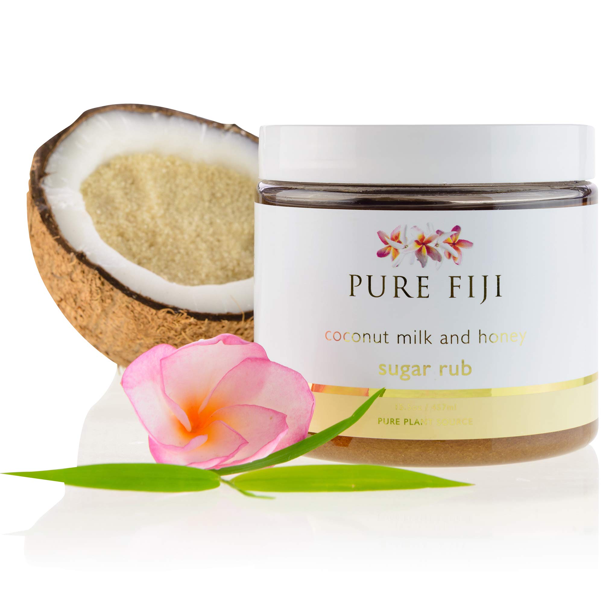 Pure Fiji Coconut Sugar Rub - Coconut Body Scrub Natural Origin for Smooths and Softens Skin - Organic Exfoliating Sugar Scrub for Body, Coconut Mi...